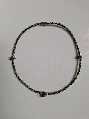 Green & Black Seed Bead Anklet with Silver Accent Boho Beach Goddess Hippy Fairy